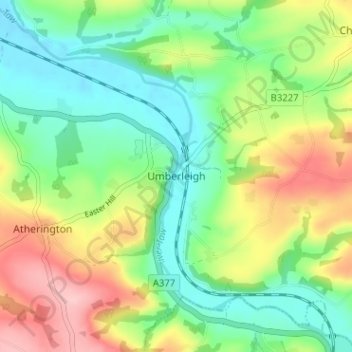 Umberleigh topographic map, elevation, terrain