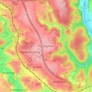 Polzhausen topographic map, elevation, terrain