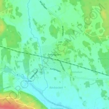 Fellingsbro topographic map, elevation, terrain