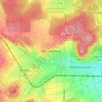 Kammerberg topographic map, elevation, terrain