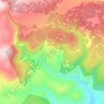 Sanlıca topographic map, elevation, terrain