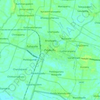 Palakollu topographic map, elevation, terrain