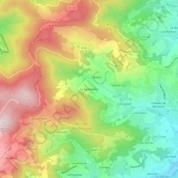 Le Barthelemy topographic map, elevation, terrain