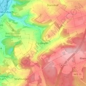 Löhrieth topographic map, elevation, terrain