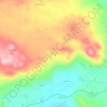 Kornet topographic map, elevation, terrain