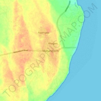 Makunduchi topographic map, elevation, terrain