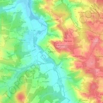 A Quissa topographic map, elevation, terrain