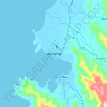 Kalamansig topographic map, elevation, terrain