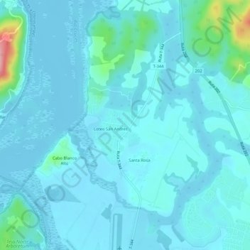 Cabo Blanco topographic map, elevation, terrain