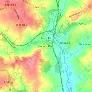 Codnor Park topographic map, elevation, terrain