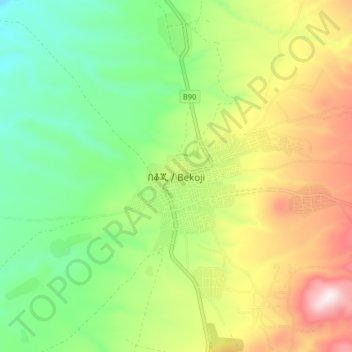 Bekoji topographic map, elevation, terrain