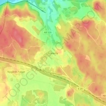 Finkarby topographic map, elevation, terrain