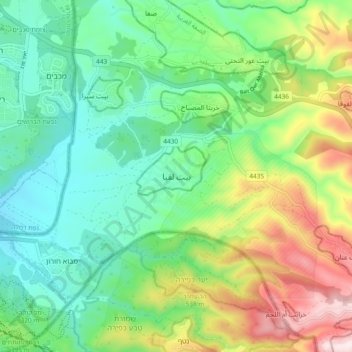 Beit Liqya topographic map, elevation, terrain