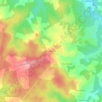 Chez Papette topographic map, elevation, terrain