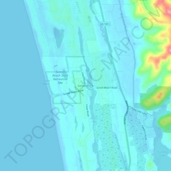 Sunset Beach topographic map, elevation, terrain