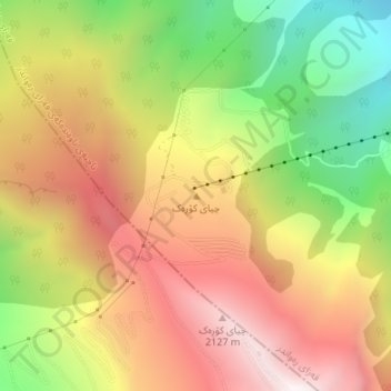 Korek mountain topographic map, elevation, terrain