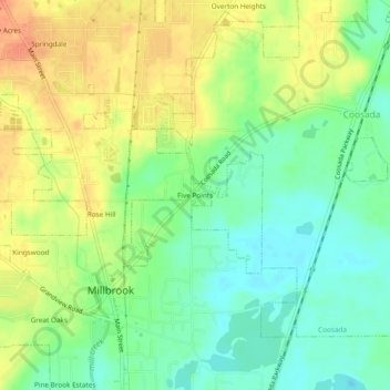 Five Points topographic map, elevation, terrain