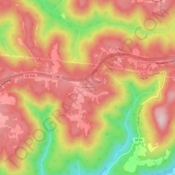 Pinhook topographic map, elevation, terrain