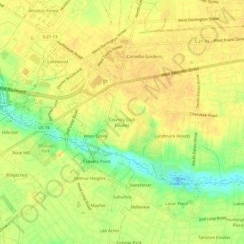 Country Club Estates topographic map, elevation, terrain