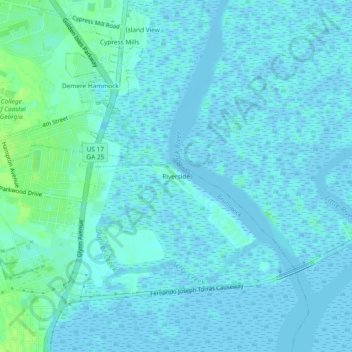 Riverside topographic map, elevation, terrain