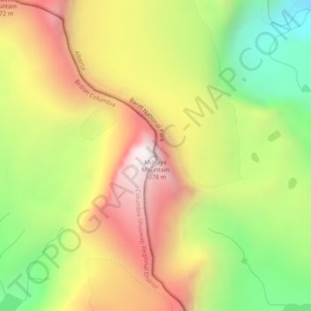 Mistaya Mountain topographic map, elevation, terrain