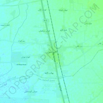 Ghakhar Mandi topographic map, elevation, terrain