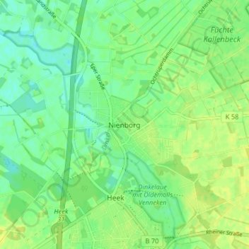 Nienborg topographic map, elevation, terrain