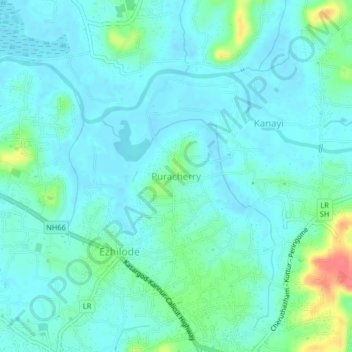Puracherry topographic map, elevation, terrain