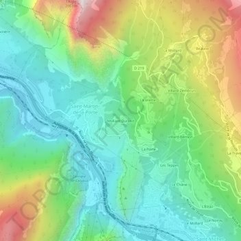 Mollard Durand topographic map, elevation, terrain