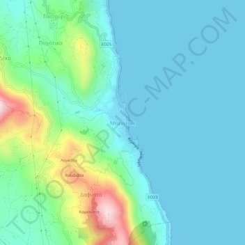 Benitses topographic map, elevation, terrain
