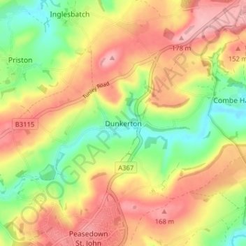 Dunkerton topographic map, elevation, terrain