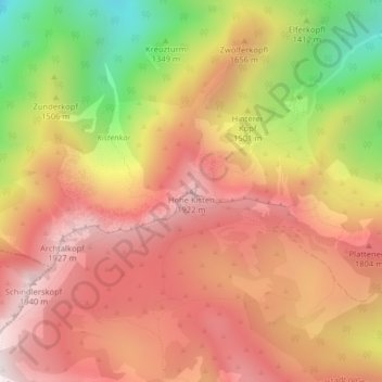 Hohe Kisten topographic map, elevation, terrain