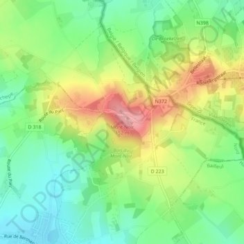 Mont Noir topographic map, elevation, terrain