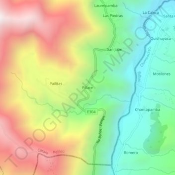 Pillate topographic map, elevation, terrain