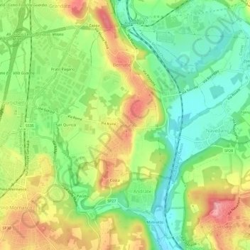 Casnate topographic map, elevation, terrain