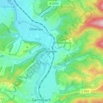 Hörden topographic map, elevation, terrain