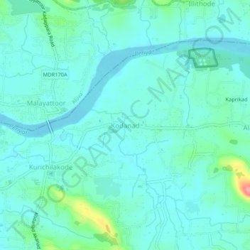 Kodanad topographic map, elevation, terrain