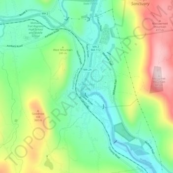 Shelburne Falls topographic map, elevation, terrain