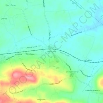 Mertztown topographic map, elevation, terrain