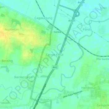Cerme Kidul topographic map, elevation, terrain