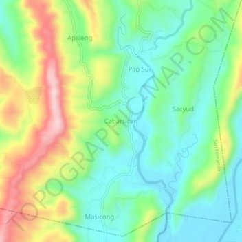Cabarsican topographic map, elevation, terrain