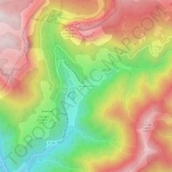 Les Nonières topographic map, elevation, terrain