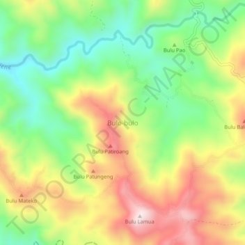 Bulo-bulo topographic map, elevation, terrain