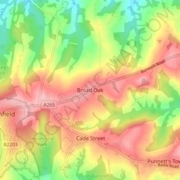 Broad Oak topographic map, elevation, terrain