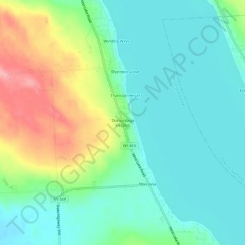 Skanondaga Heights topographic map, elevation, terrain