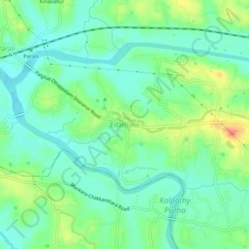 Edathara topographic map, elevation, terrain