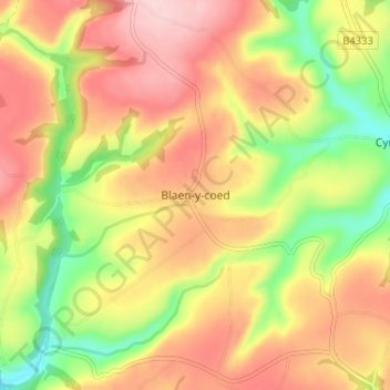 Blaen-y-coed topographic map, elevation, terrain
