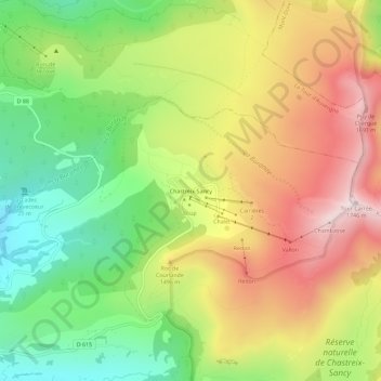Chastreix-Sancy topographic map, elevation, terrain