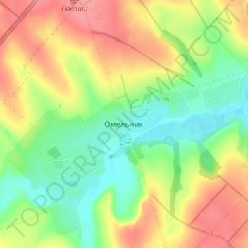 Omelnyk topographic map, elevation, terrain