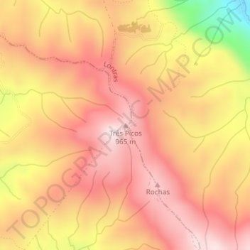 Três Picos topographic map, elevation, terrain